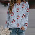 thumbnail image 2 of WEAIXIMIUNG Chandails Courts pour Femmes Automne/hiver Mode Chandail d'Extérieur Col Rond Imprimé de Noël Tricot Grossier Chandail à Enfiler Chandail à Capuchon Haut, 2 of 5