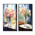 thumbnail image 2 of Designart "Sunlit Vase Beautiful Pink Flowers III" Flowers Framed Wall Art Set Of 2 - Traditional Pink Gallery Wall Frame Set For Home Decor, 2 of 6