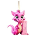 thumbnail image 2 of Holloyiver Personalized Pink Dinosaur Christmas Ornament, 26 Letters Hanging Pendant Ornaments, Plastic Initial Monogram Xmas Tree Decorations with Hanging Rope, Customized Funny Gift for Kids, 2 of 9