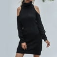 thumbnail image 4 of Sweater Dresses for Women Casual Solid Long Sleeve Womens Round Neck Tunic Tops Sweater Dress, 4 of 8