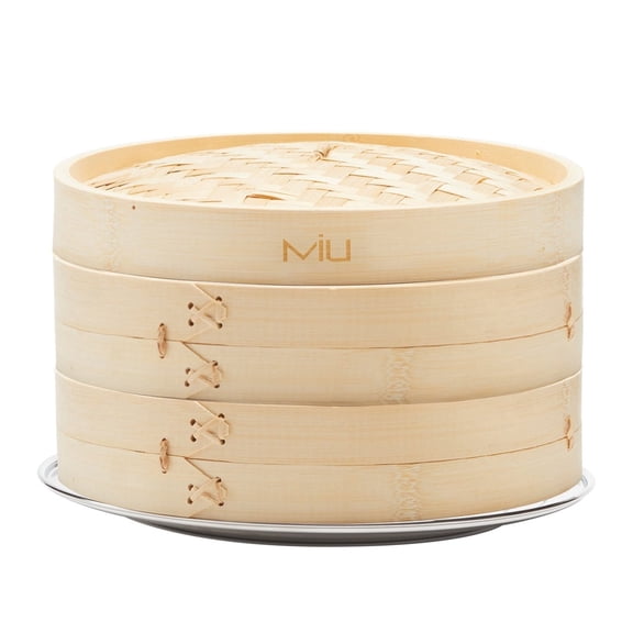 MIU 10” 2-Tier Bamboo Steamer Basket