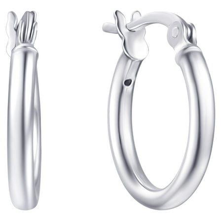 Brilliance Fine Jewelry Click Top Hoop Earrings in Sterling Silver 15MM