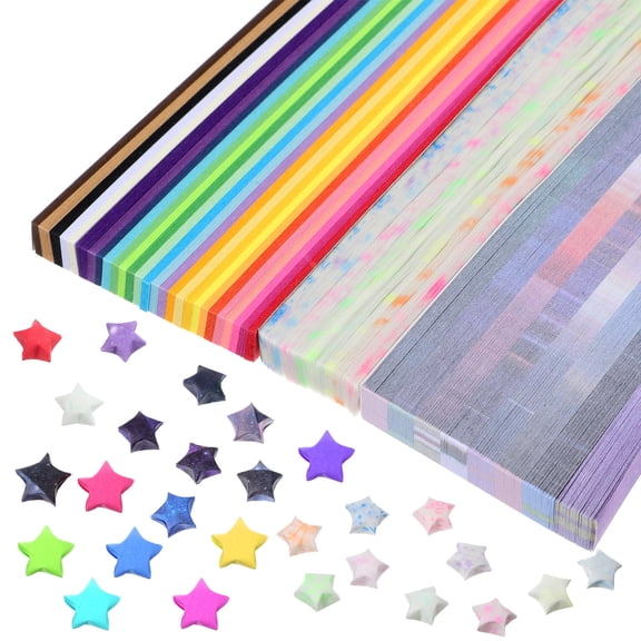 NIAIZEK 1290 Pcs Decorative Paper Star Strips, Sturdy Craft Paper Strips in 12 Zodiac Colors for Kids and Adults