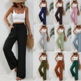 thumbnail image 2 of Pantalones casuales de pierna ancha con trapeador de color sólido versátiles de primavera y verano para mujer europea y americana, 2 of 6