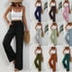 thumbnail image 2 of Pantalones casuales de pierna ancha con trapeador de color sólido versátiles de primavera y verano para mujer europea y americana, 2 of 6