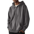 thumbnail image 3 of Men's Full Zip Hoodie Long Sleeve Hooded Sweatshirt Drawstring Hood Jacket (Light Gray XL), 3 of 3