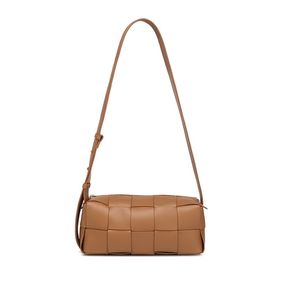 Alikpop Woven PU Crossbody Bag, Adjustable Strap Shoulder Purse for Women, Brown