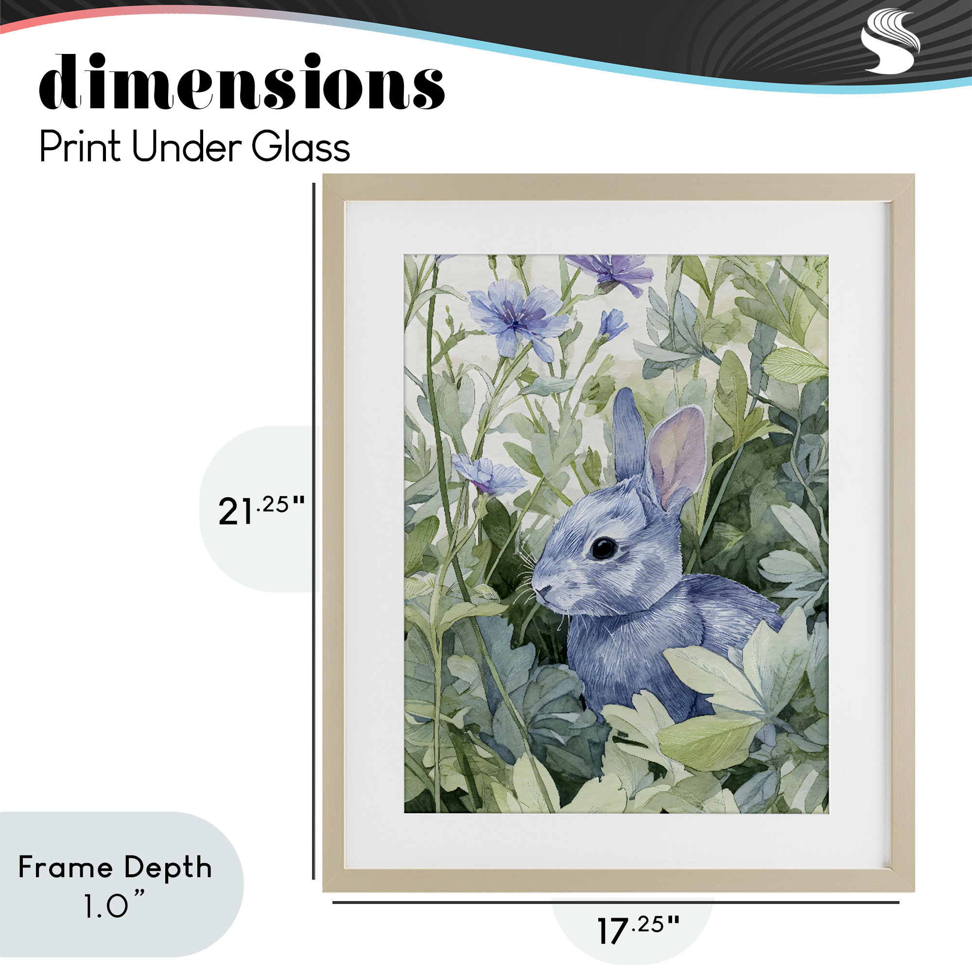 Stupell Industries Blue Bunny Among Leaves Birch Framed Print Under Glass, design by Franklyn Gregory