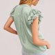 thumbnail image 4 of Slatcetga Tops con Cuello en V para Mujer, Tops Informales de satén de Color Puro con Volantes de Encaje para Fiestas, Compras, Viajes al Aire Libre, Verde Claro L, 4 of 6