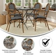 thumbnail image 4 of Merrick Lane Set of Four Stacking Thonet Bistro Style Chair with Arms, Black & White PE Rattan Seat, and Natural Metal Frame for Indoor/Outdoor Use, 4 of 15