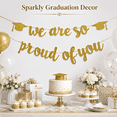 thumbnail image 2 of Graduation Decoration 2026 Banner Gold Glittery We are So Proud of You Congrats Grad Banner Congratulations Party Backdrop Supplies Gold, 2 of 8