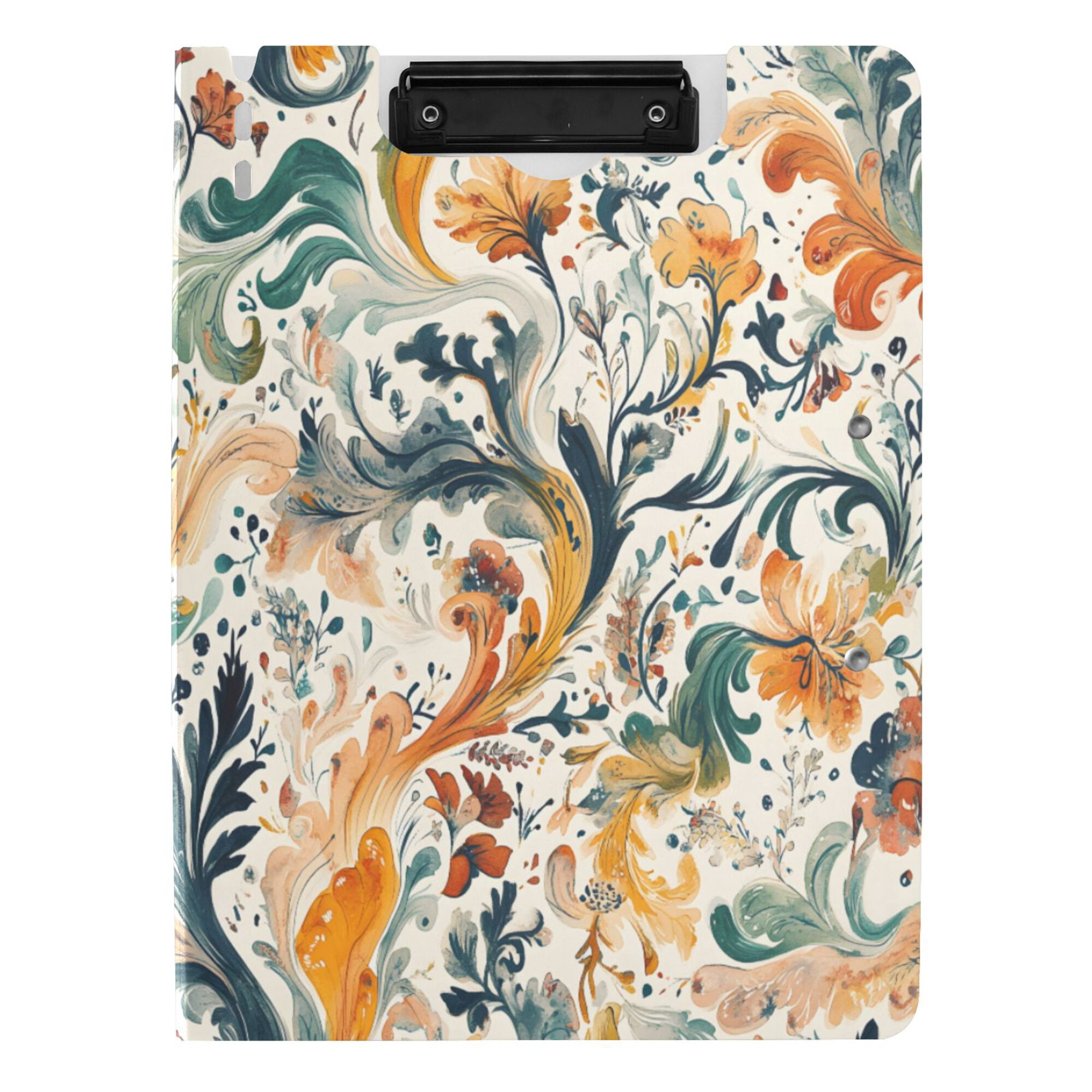 FORMRS A4 Clipboard Folder with Pen Holder Horizontal Foldable School Office Binder, Whimsical Leaves