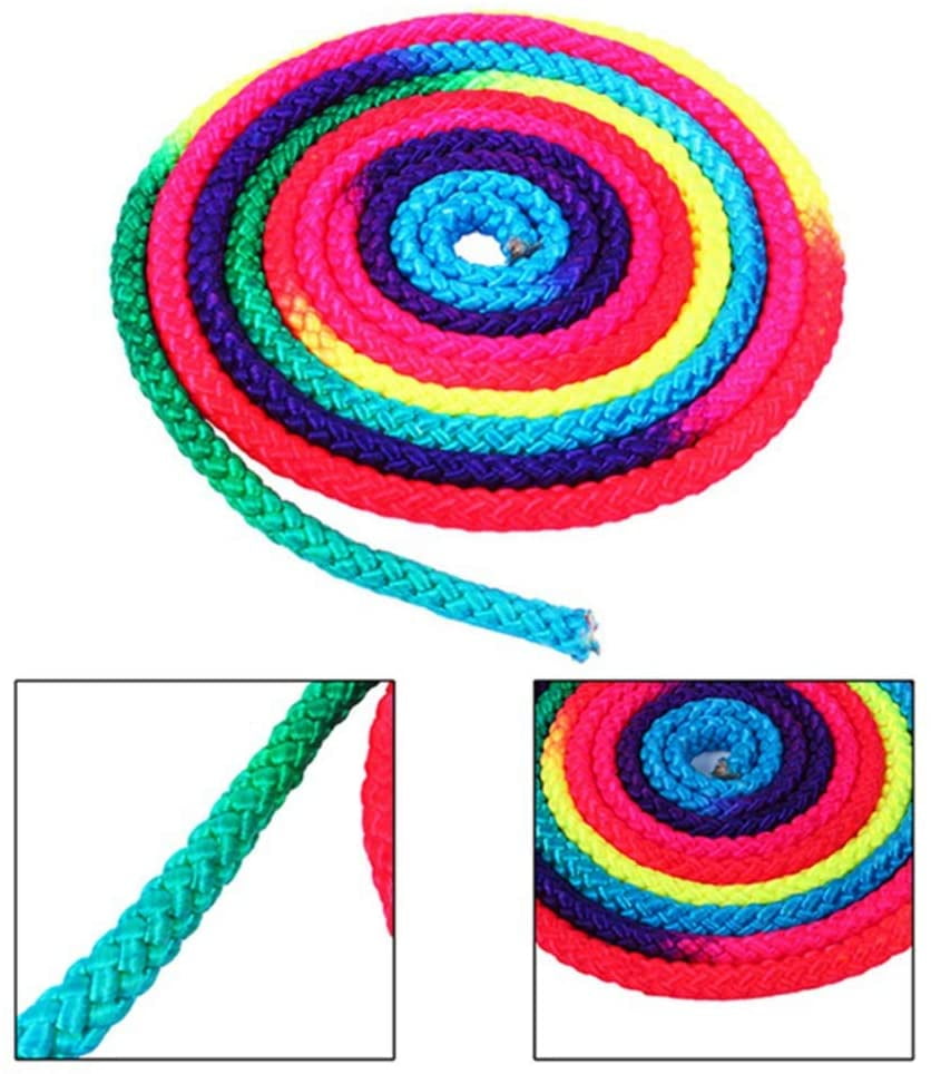 Rhythmic Gymnastics Rope - Rainbow Nylon Competition Arts Rope For Kids & Fitness Training