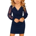 thumbnail image 2 of LYHaoo Kids Glitter Dress Puff Long Sleeve Mesh Festive Dresses For Girl's Bodycon Sequin Dresses Dress Evening Dresses Elegant Mini Dress Partyï¼Girls A Line Dresses Sizes 7-8 Years Blue, 2 of 7