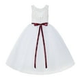 thumbnail image 2 of Ekidsbridal V-Back White Lace Flower Girl Dress Tutu Tulle Junior Pageant Wedding Ballroom Dance Recital Gown 212R4 5, 2 of 3
