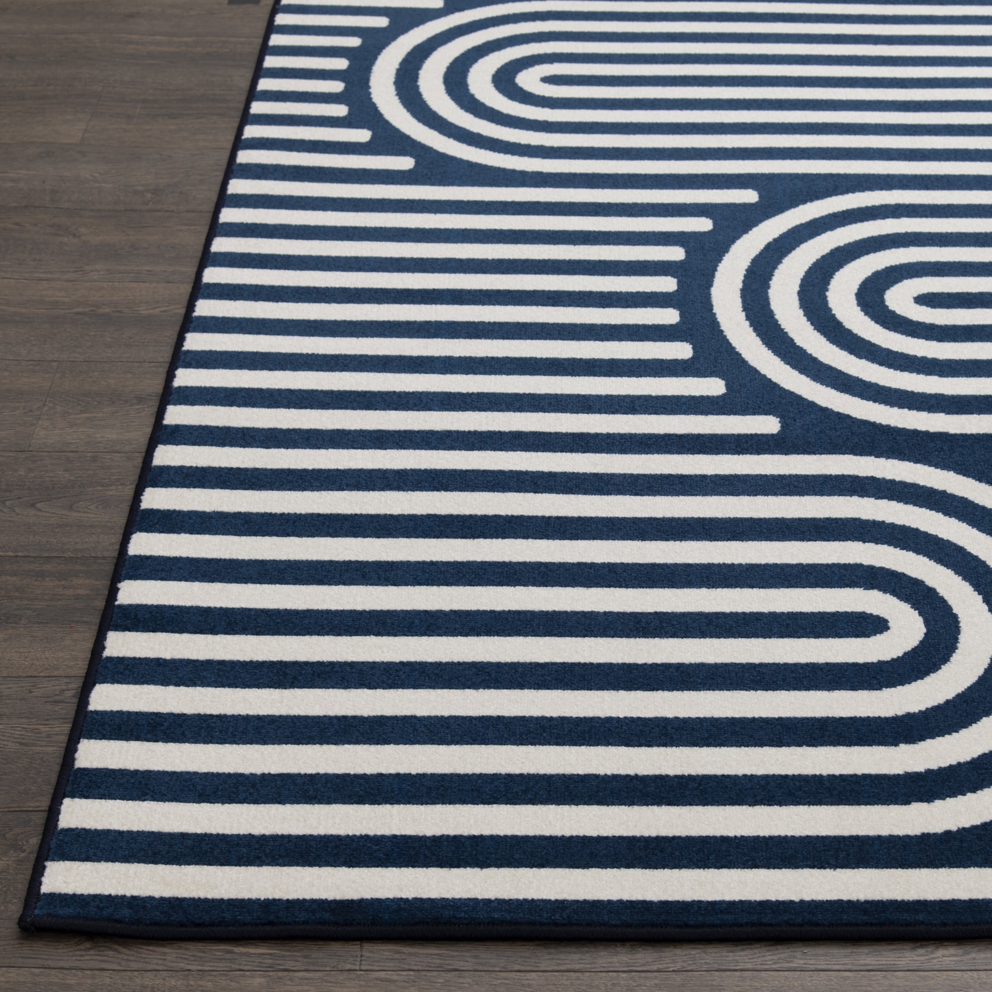Loomaknoti Tecopa Sedvick 2' x 7' Blue Geometric Outdoor Runner Rug