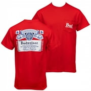 Budweiser Bottle Label Front and Back Print Pocket Tee-XLarge