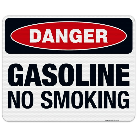 Danger Gasoline No Smoking Sign, OSHA Danger Sign, 24x30 Reflective Aluminum EGP