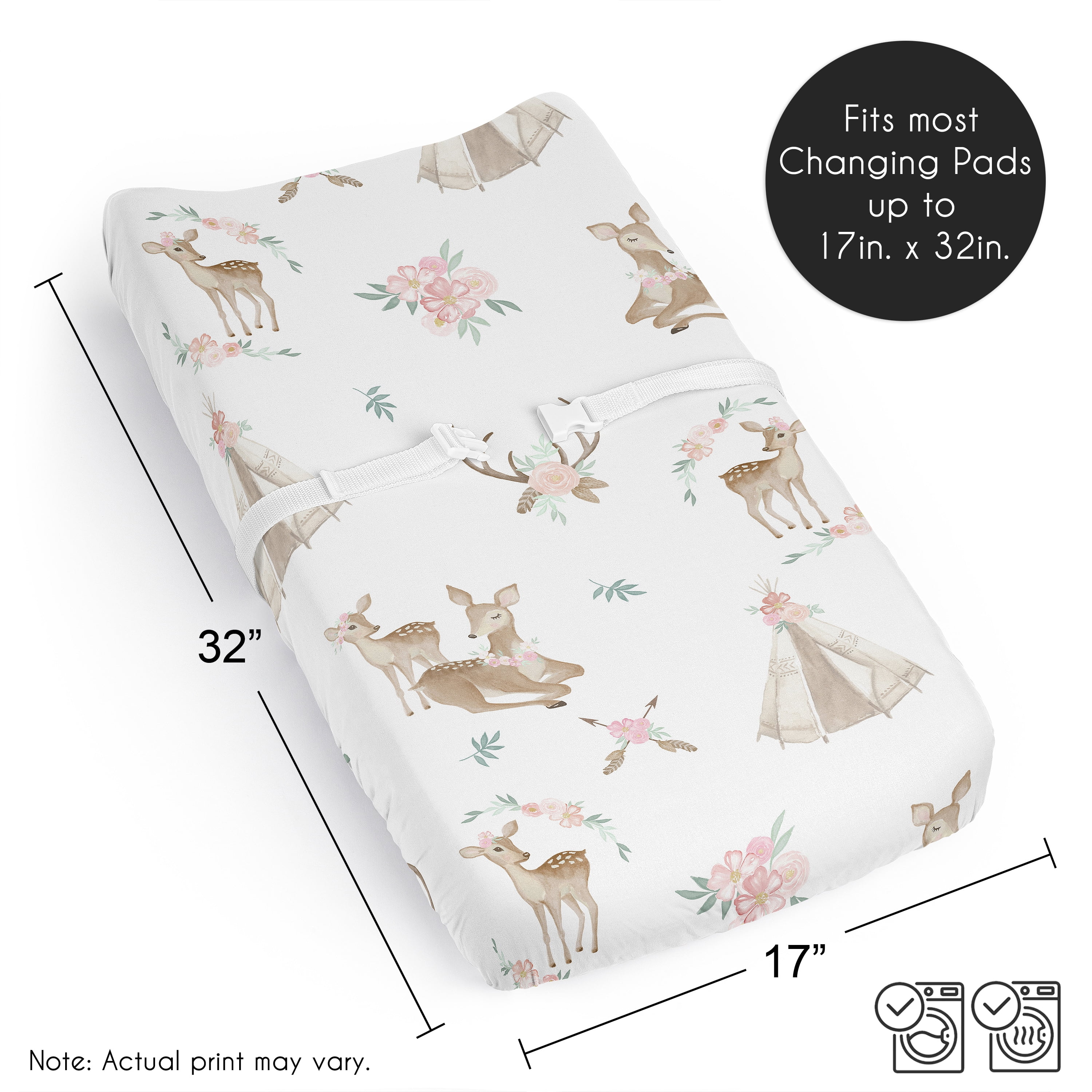 Sweet Jojo Designs Deer Floral Girl Changing Pad Cover Sheet