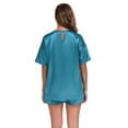 thumbnail image 6 of BEOEOSY Womens Silk Satin Pajama Sets Short Sleeve Pjs O Neck Pajamas for Women,Peacock Blue, XL, 6 of 7