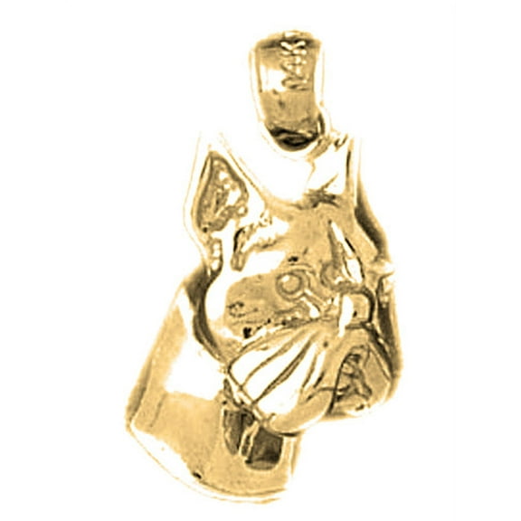 10K Yellow Gold Dog Pendant - 10 mm