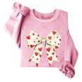 thumbnail image 2 of Goodeals Fleece Womens Crewneck Sweatshirt Oversized Bow Print Pullover Tops Cute Heart Graphic Shirts Valentine's Day Long Sleeve Sweatshirts(Pink,XL)Clearance Sales, 2 of 4