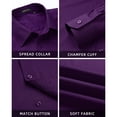 thumbnail image 3 of HISDERN Mens Solid Dress Shirt Long Sleeve with Matching Tie & Handkerchief Set Button Down Shirts, 3 of 9