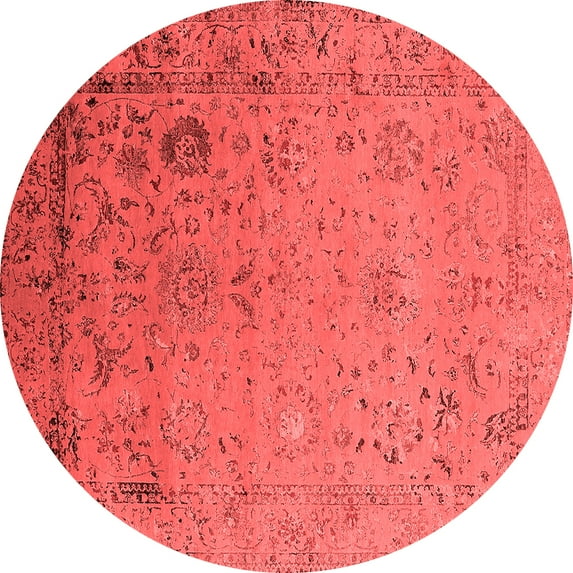 Ahgly Company Indoor Round Oriental Red Industrial Area Rugs, 4' Round