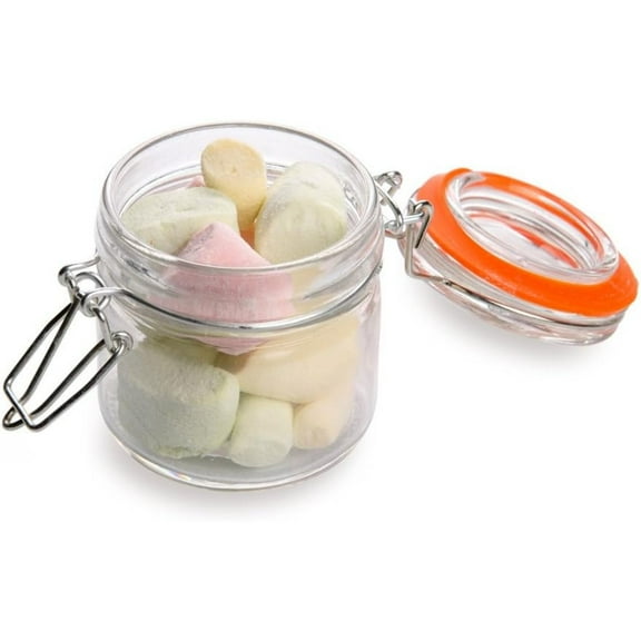 ZZJP Wide Clamp Lid Mason Jar - Mason Jars with Trigger Lid - Store liquids or dry goods Serve Desserts Drinks or Appetizers - 3.4 oz - 10ct Box