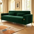 thumbnail image 5 of Modern 3-Seat Emerald Green Velvet Sofa with Gold Accents - Perfect for Living Room (220×80×75cm), 5 of 18