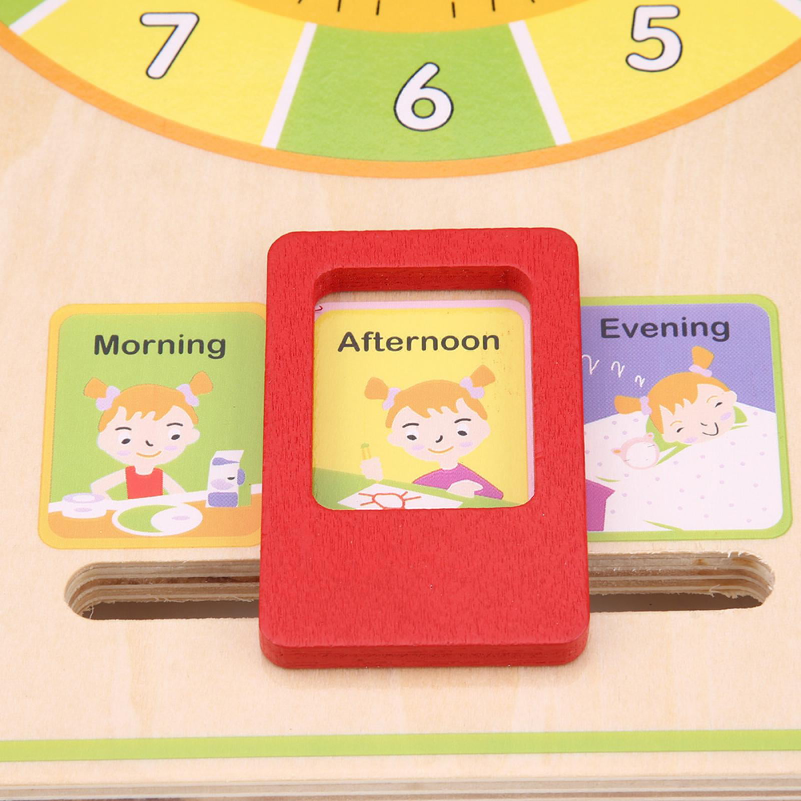 wosume Early Educational Multifunctional Wooden Clock Time Date Season Weather for Kids Children