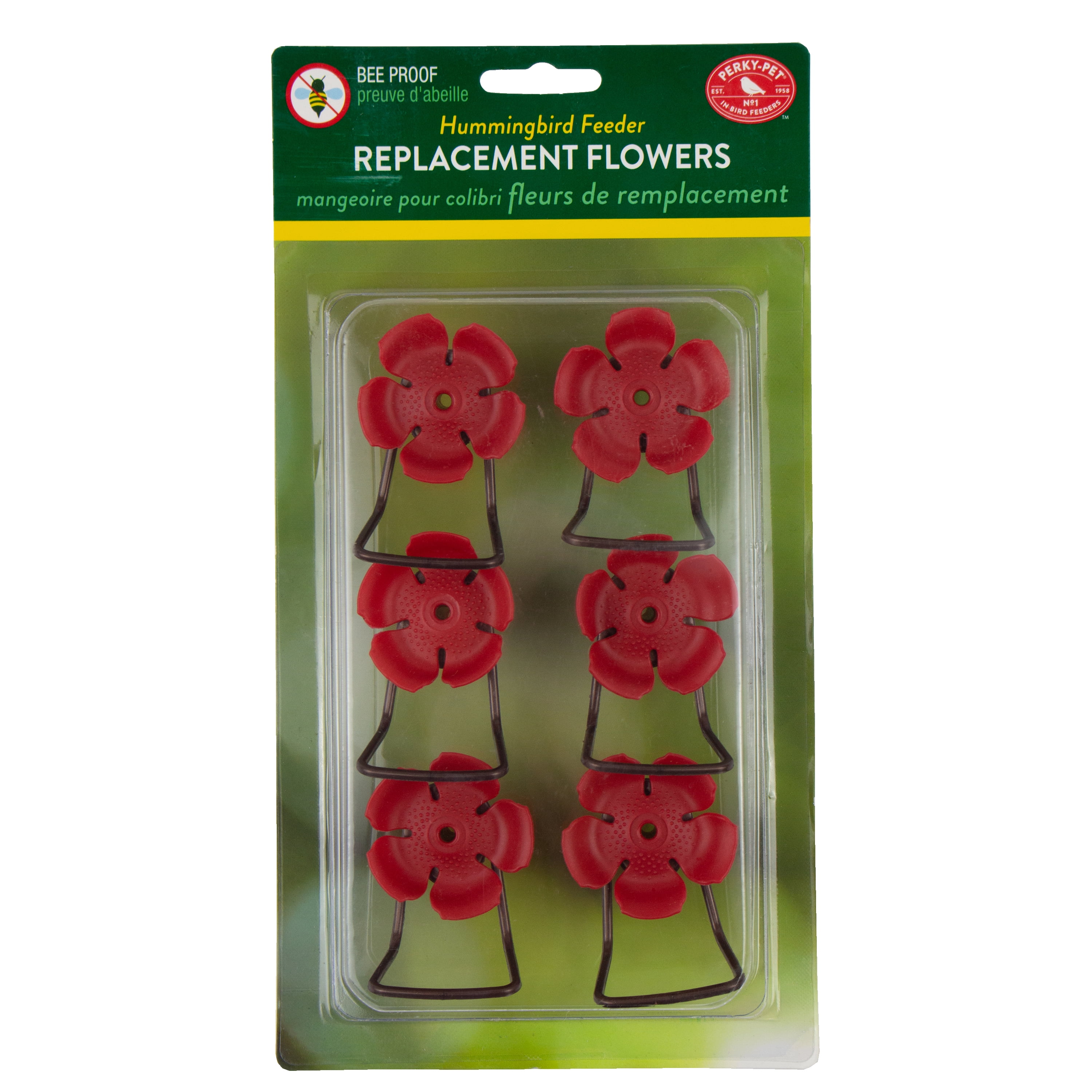 PerkyPet Replacement Red Hollyhock Flower Feeding Ports and Perches 6 Pack