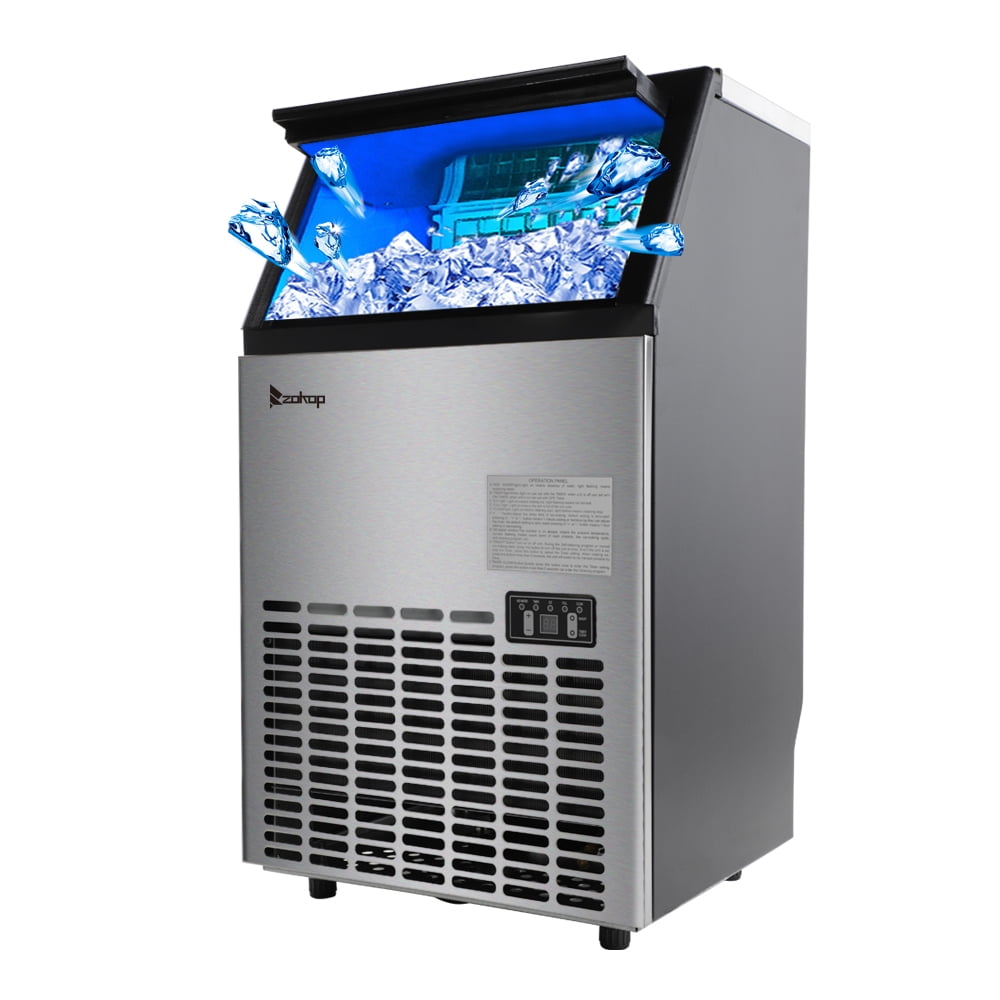ZOKOP Portable Commercial Ice Maker Stainless Steel w/ Scooper,Timer