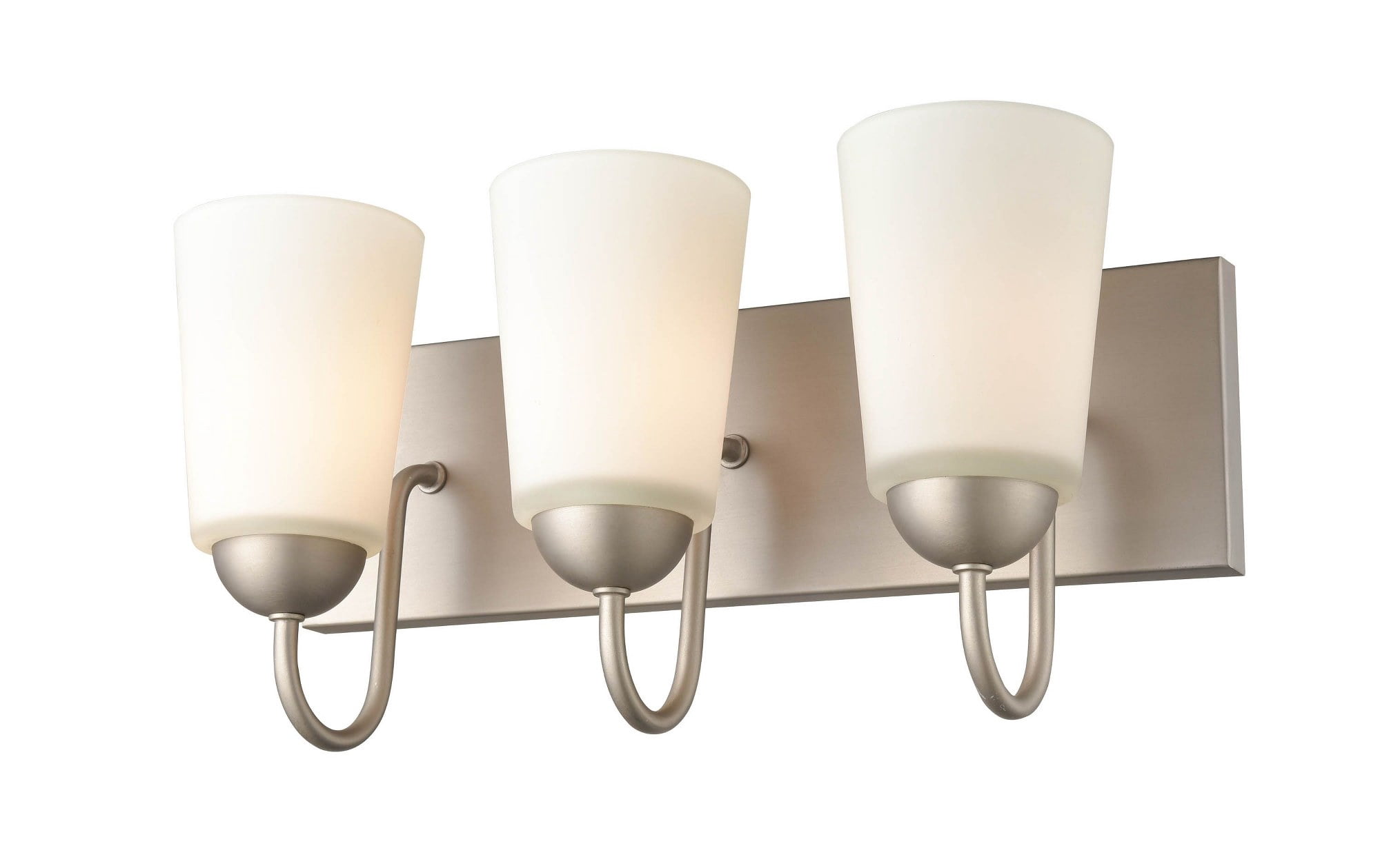 Millennium Lighting  Ivey Lake 3 Light Bathroom Vanity Fixture in Multiple Finishes with Frosted Glass Shades Satin Nickel Nickel Satin