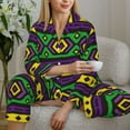 thumbnail image 4 of Goofa Carnival Mardi Gras Printed Women’s 2 Piece Pajama Set Super,Pajamas Women's Long Sleeve Sleepwear Soft Button Down Loungewear Pjs Lounge Set Nightwear-, 4 of 9