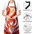 thumbnail image 4 of Kdxio Red Sun Flame Fox Apron with Pockets Adjustable Kitchen Aprons for Men Women Waterproof Aprons for Cooking,Drawing,Crafting, Baking Household Cleaning, 4 of 5