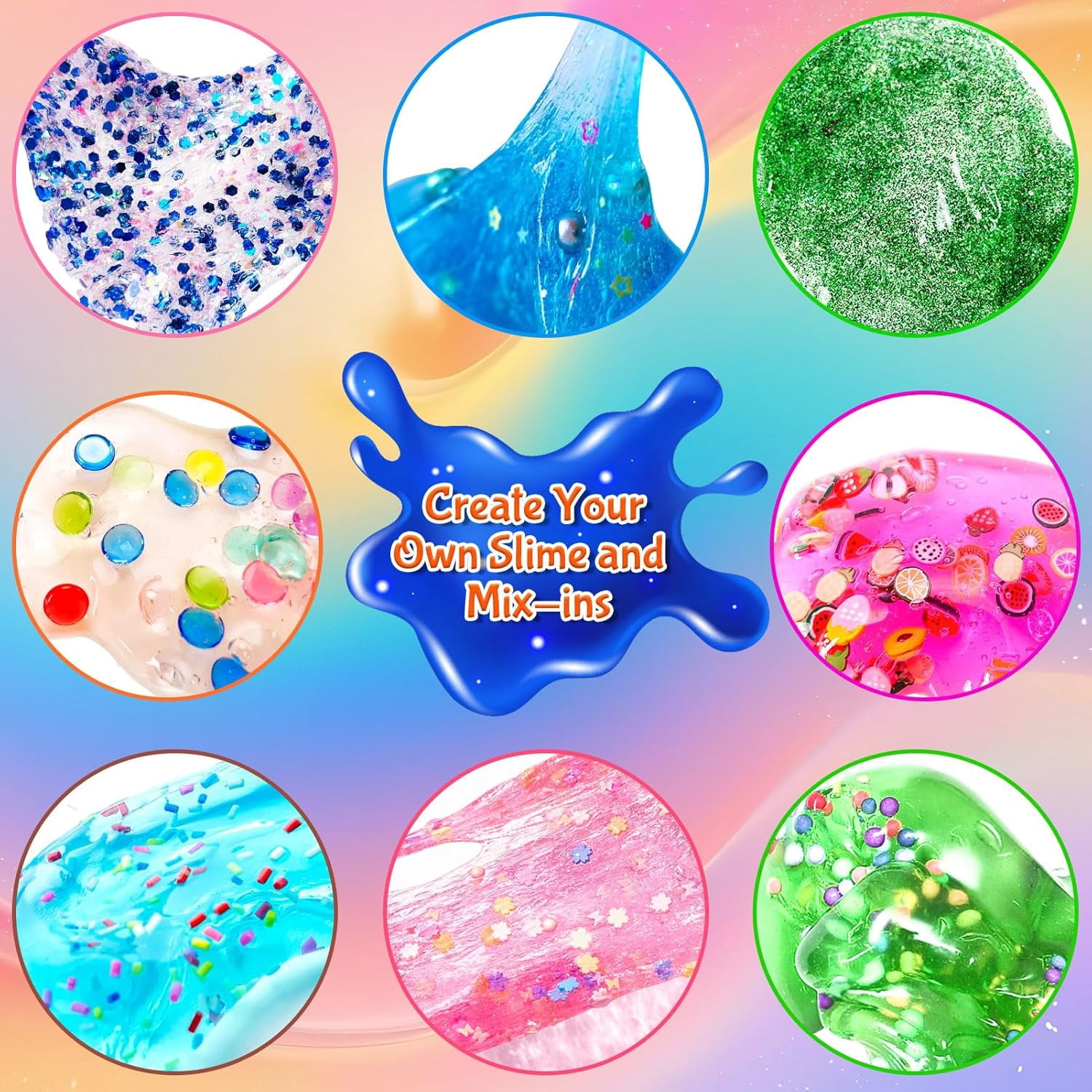 Slime Making Kit, 50 Pack Premade Crystal Clear Slime With Add-Ins, Foam Balls And Glitter, DIY Party Favor Toy Set For Kids Ages 3 To 12