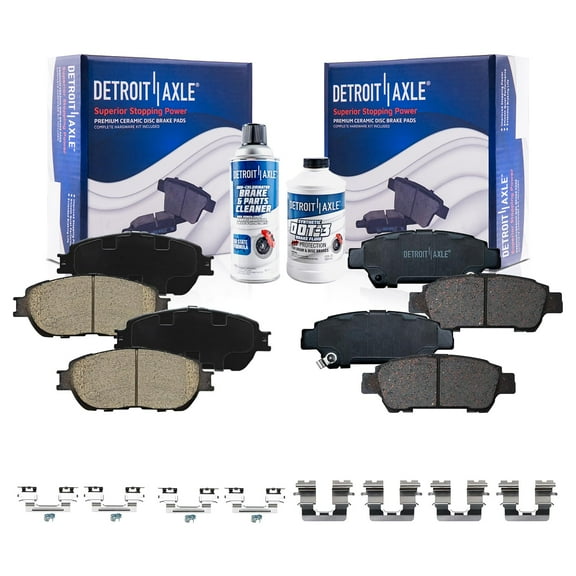Detroit Axle - Front and Rear Ceramic Brake Pads with Hardware Replacement for 2004 2005 2006 2007-2010 Toyota Sienna Rear Disc - 6pc Set