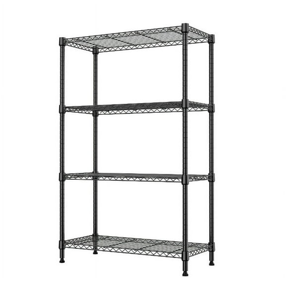 DJDG Heavy duty 4-layer metal commercial storage rack with adjustable shelf Bathroom, Bedroom, Entryway, Garage, Home Office/Study, Kitchen, Living Room, Sunroom, Utility/Laundry Room black