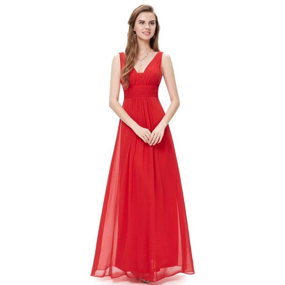 edgeLook VNeck Elegant Ruched Waist Padded Long Evening Bridesmaid Maxi Dress