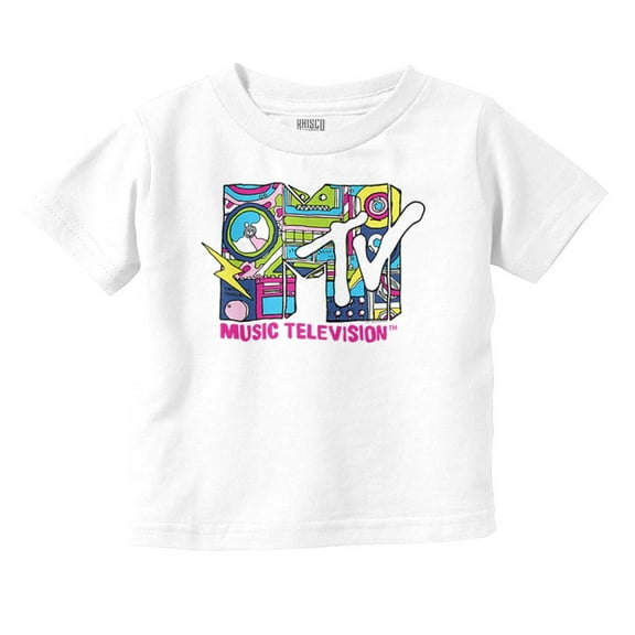 Retro MTV Music Lightning Bolt Logo Toddler Boy Girl T Shirt Infant Toddler Brisco Brands 6M