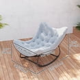 thumbnail image 2 of Oversized Rattan Egg Rocking Chair with Plush Grey Cushion, UV-Resistant PE Wicker and Rust-Resistant Steel Base, Outdoor Patio Furniture for Porch, Deck or Indoor Living Space, 2 of 7