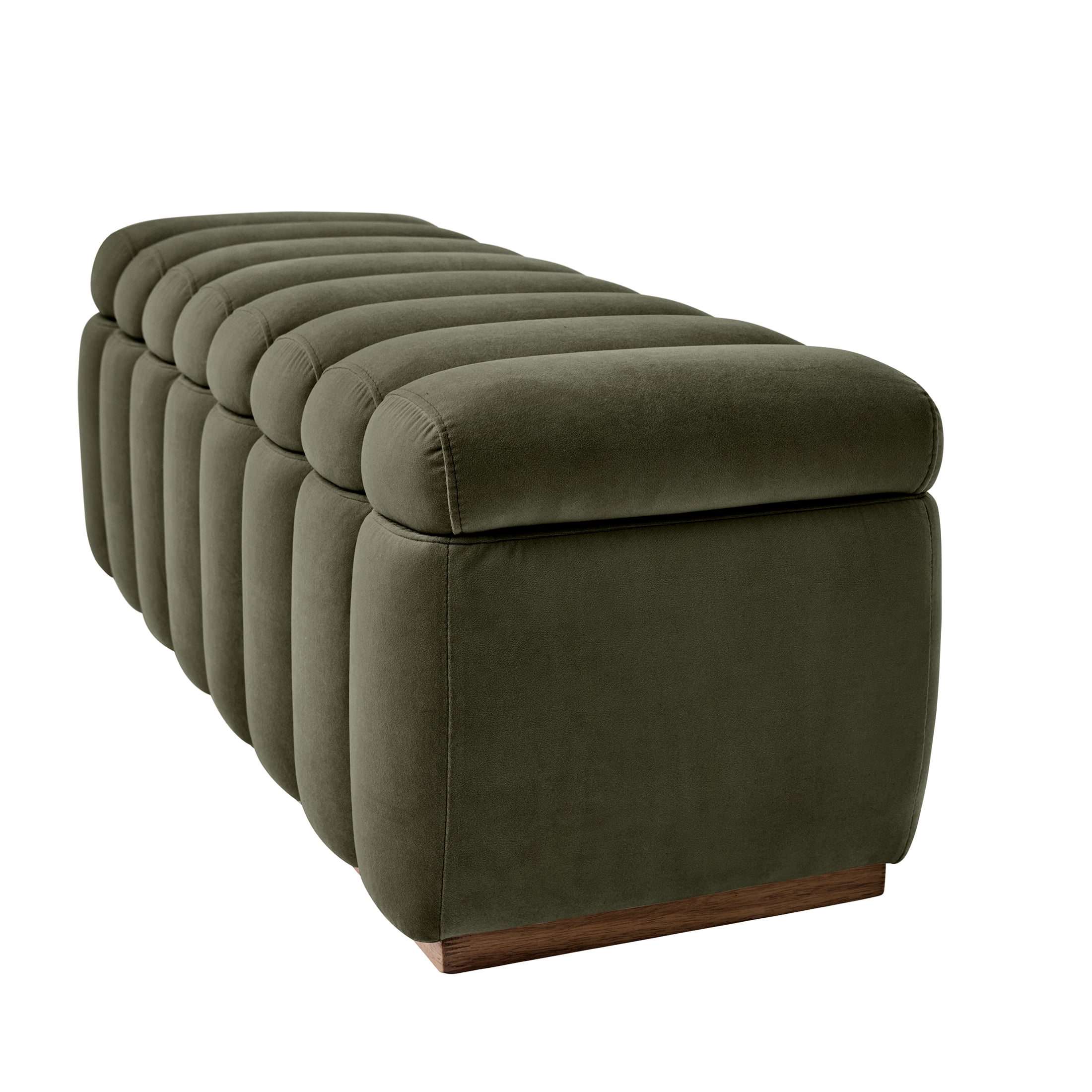 Better Homes & Gardens 47.24" Lillian Channel Tufted Bench, Olive Velvet