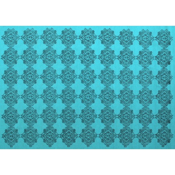 Ahgly Company Indoor Rectangle Abstract Light Blue Contemporary Area Rugs, 5' x 7'