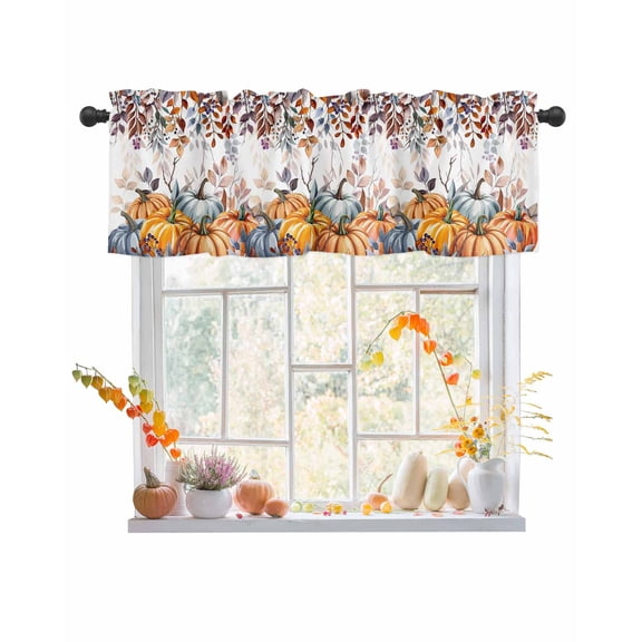 Valances for Windows Fall Watercolor Rod Pocket Cafe Window Treatments Valance Curtains for Kitchen Bathroom Laundry Basement Windows 54"x18"