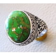 thumbnail image 5 of Green Copper Turquoise Mans Ring, Natural Green Copper Turquoise, Silver Jewelry, 925 Silver Ring, Birthday Gift, Heavy Mens Ring, Arabic Design, Ottoman Style Ring, Christmas, Turkey Mens Signet Ring, 5 of 5