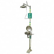 Shower with Eyewash, Floor Mount, Plastic Pipe, 95 1/2 in H, Plastic Bowl, Green
