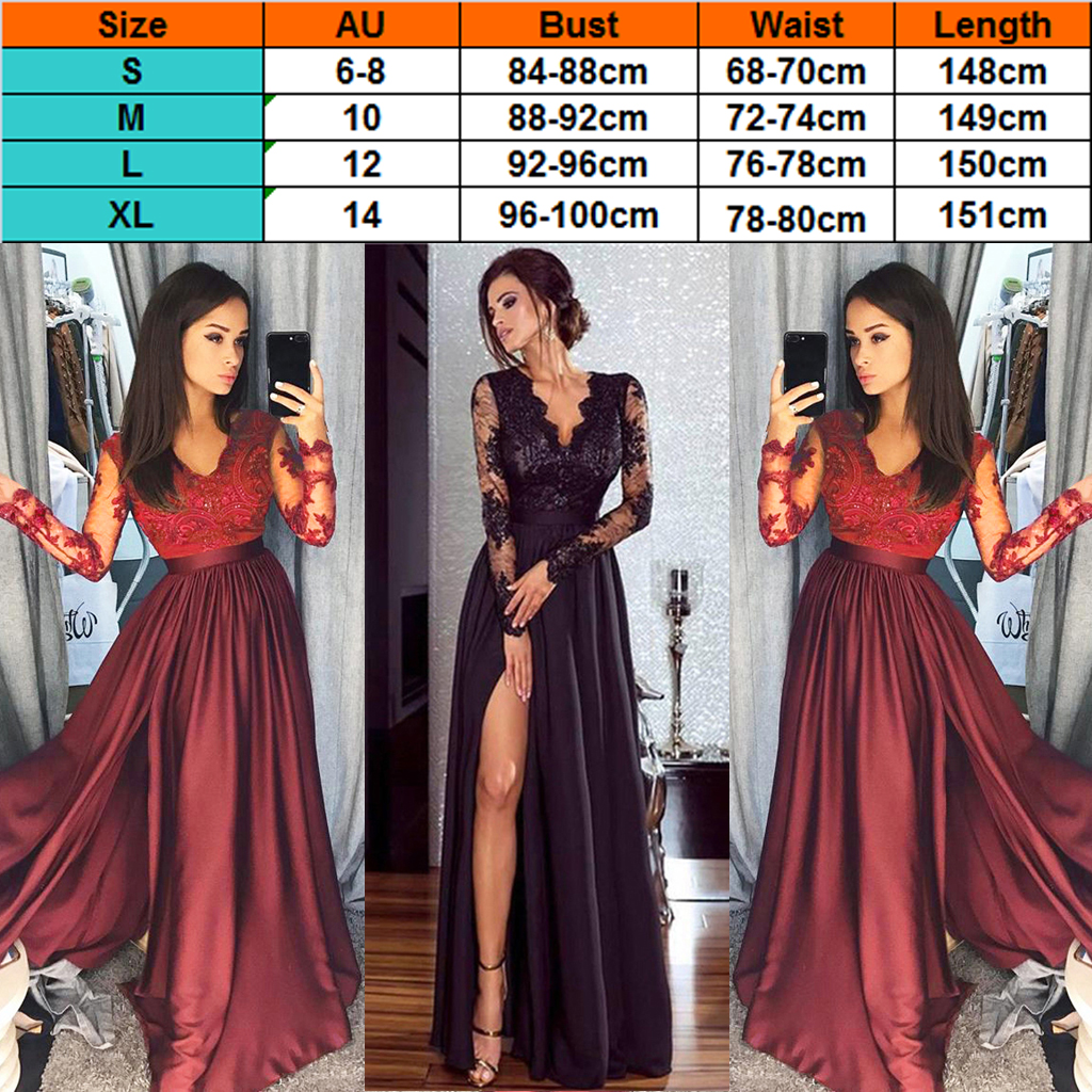 Women Evening Party Ball Prom Formal Cocktail Wedding Bridesmaid Long Dress Black Size XL