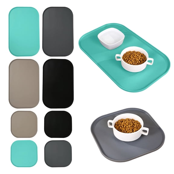 Goowood Dog Food Mat Silicone Pet Feeding Mat with Raised Edge Waterproof Dog Bowl Mat Nonslip Tray for Floor Protection Easy Clean Pet Mat for Dogs