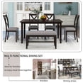 thumbnail image 5 of Harper & Bright Designs 6 Pieces Kitchen Upholstered Dining Table Set for 6 with Bench Wooden Rectangular Dining Table and 4 Chairs, Espresso, 5 of 12
